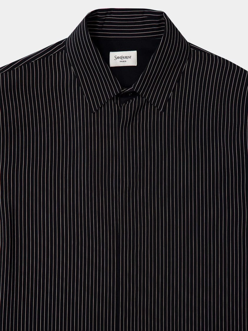 Saint Laurent Black Pinstripe Fabric Shirt
