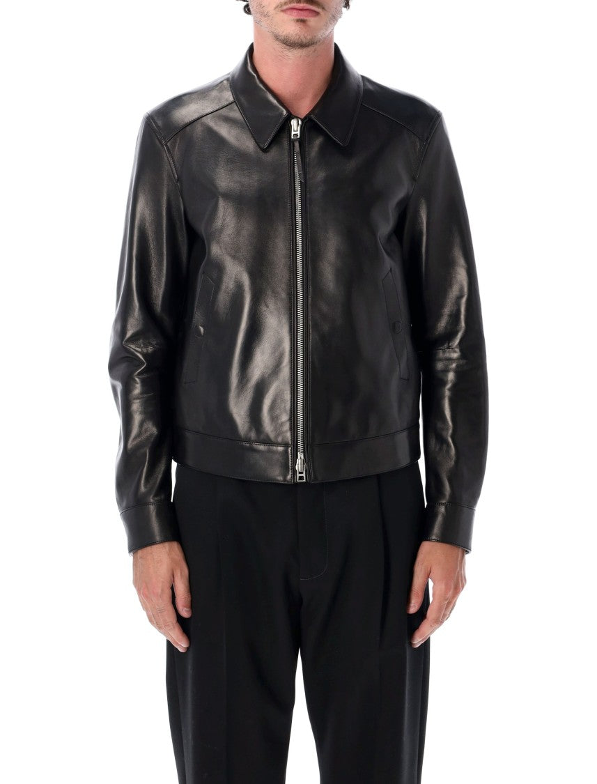 Tom Ford Nappa Grain Leather Blouson With Classic Collar