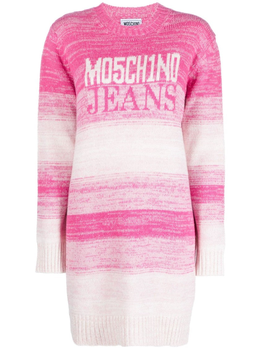 Moschino Pink Wool Blend Half-Cardigan Dress