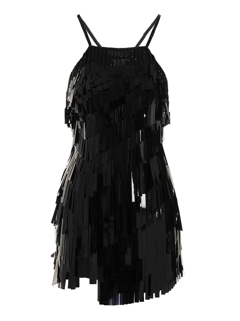 The Attico Beaded Black Sequin Mini Dress