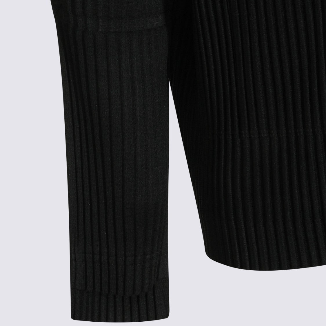 Homme Plissé Issey Miyake Vertical Pleated Black Jacket With High Collar And Zipper