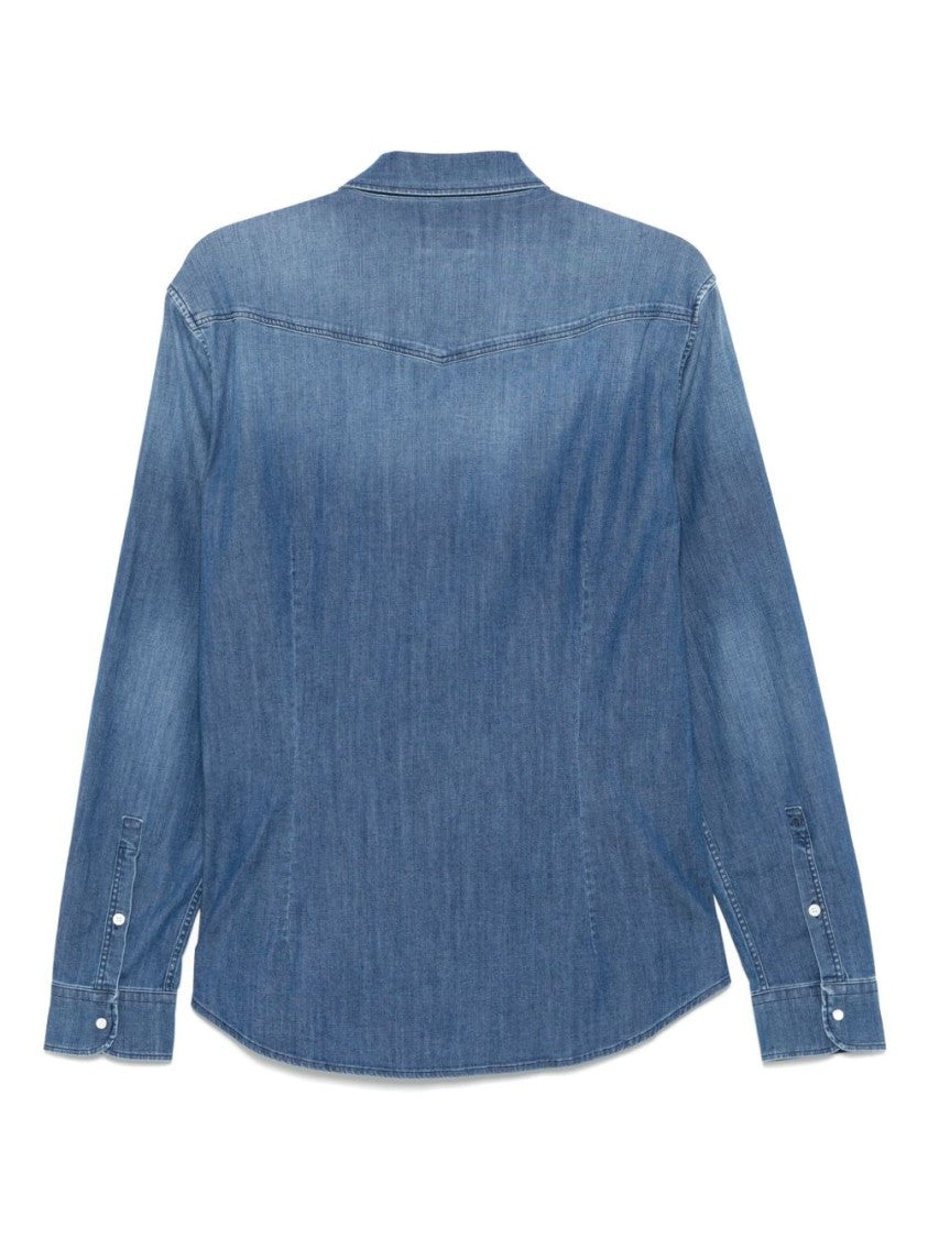 Dondup Classic Denim Shirt With Textured Fabric And