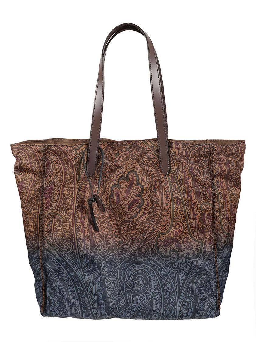 Etro Unfold Me Paisley Pattern Nylon Shopping Bag
