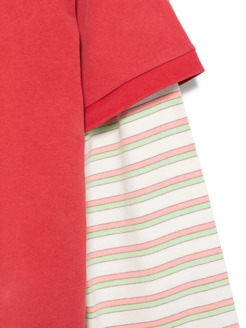 Found Red Layered Cotton Striped Polo Shirt