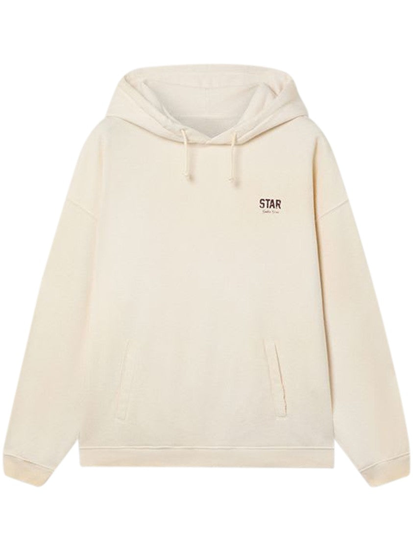 Golden Goose Cream Relaxed-Fit Hoodie With Drawstring And Ribbed Details