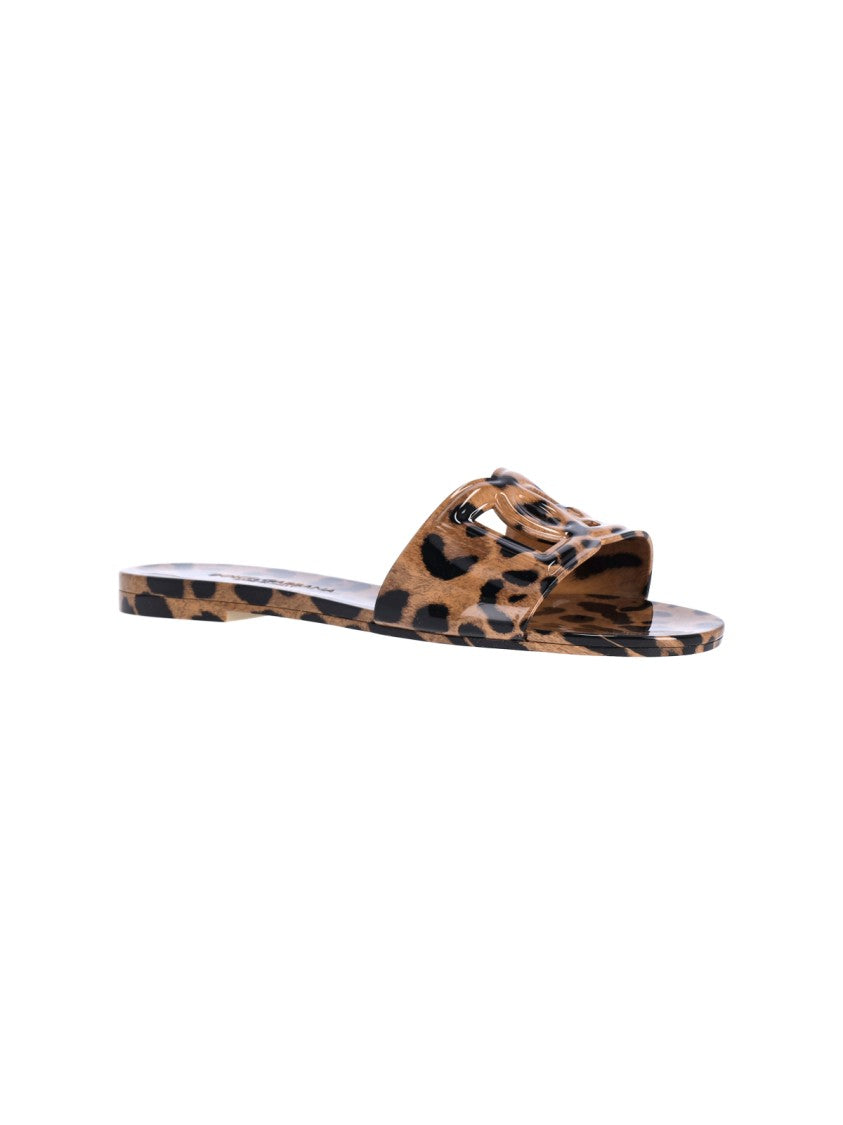 Dolce & Gabbana Multicolor Dg Animal Print Rubber Sandals