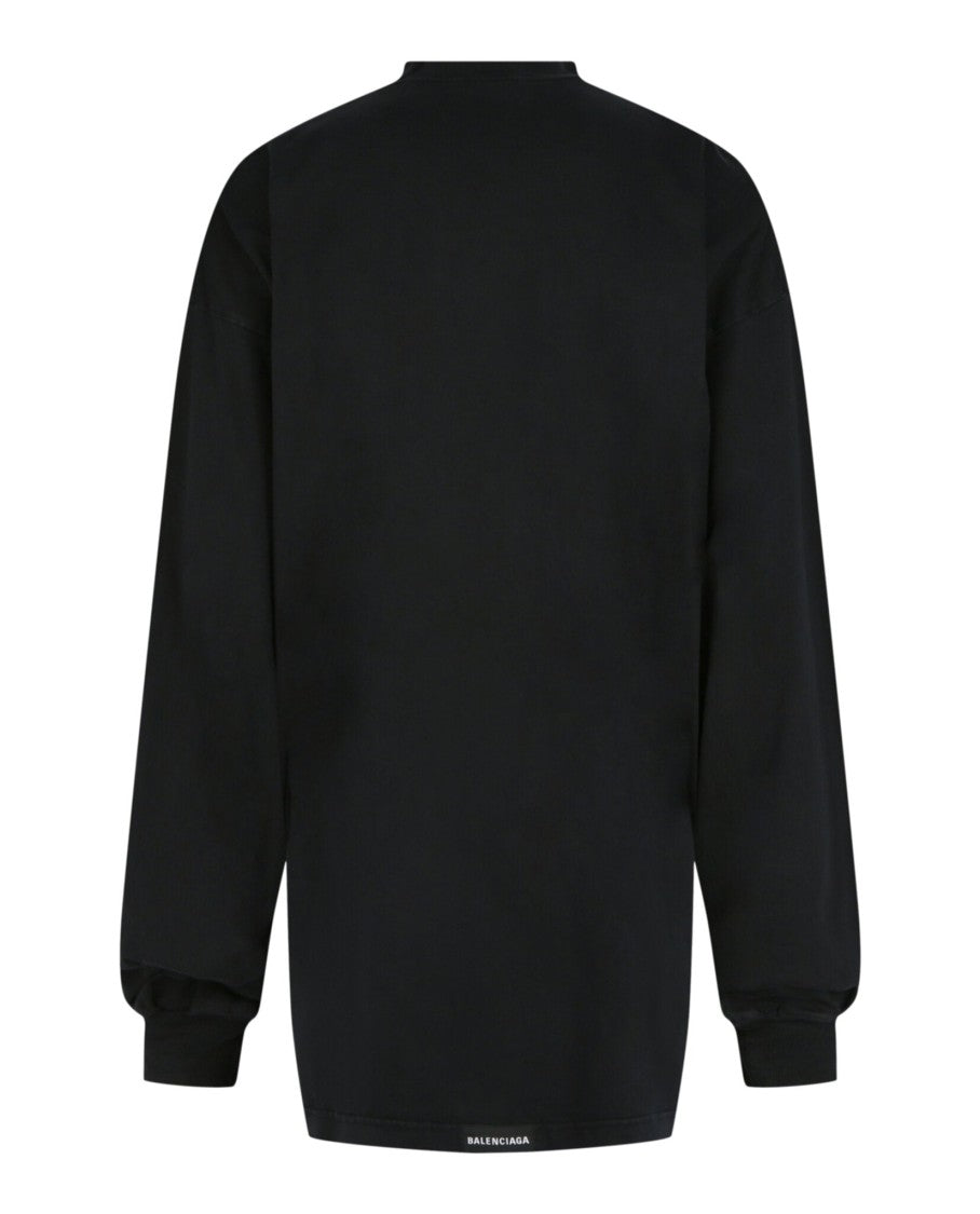 Balenciaga Cotton Long Sleeve Shirt With Ribbed Detailing And Logo Accents
