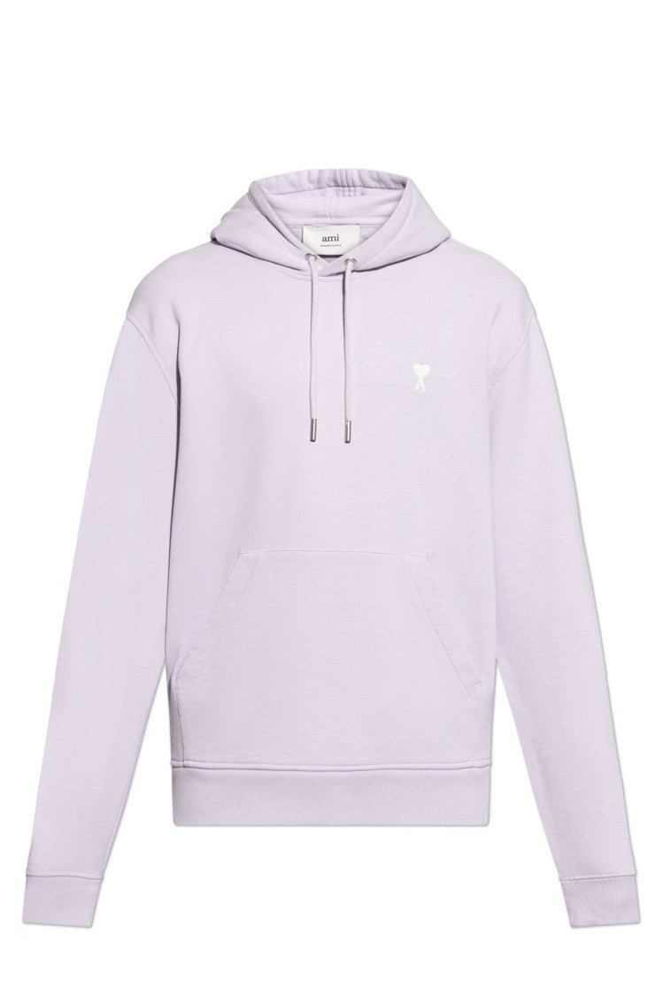 Ami Paris Relaxed Fit Purple Hoodie With Adjustable Drawstring