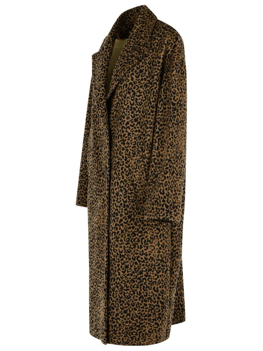 Golden Goose Cooon Single-Breasted Leopard Print Coat