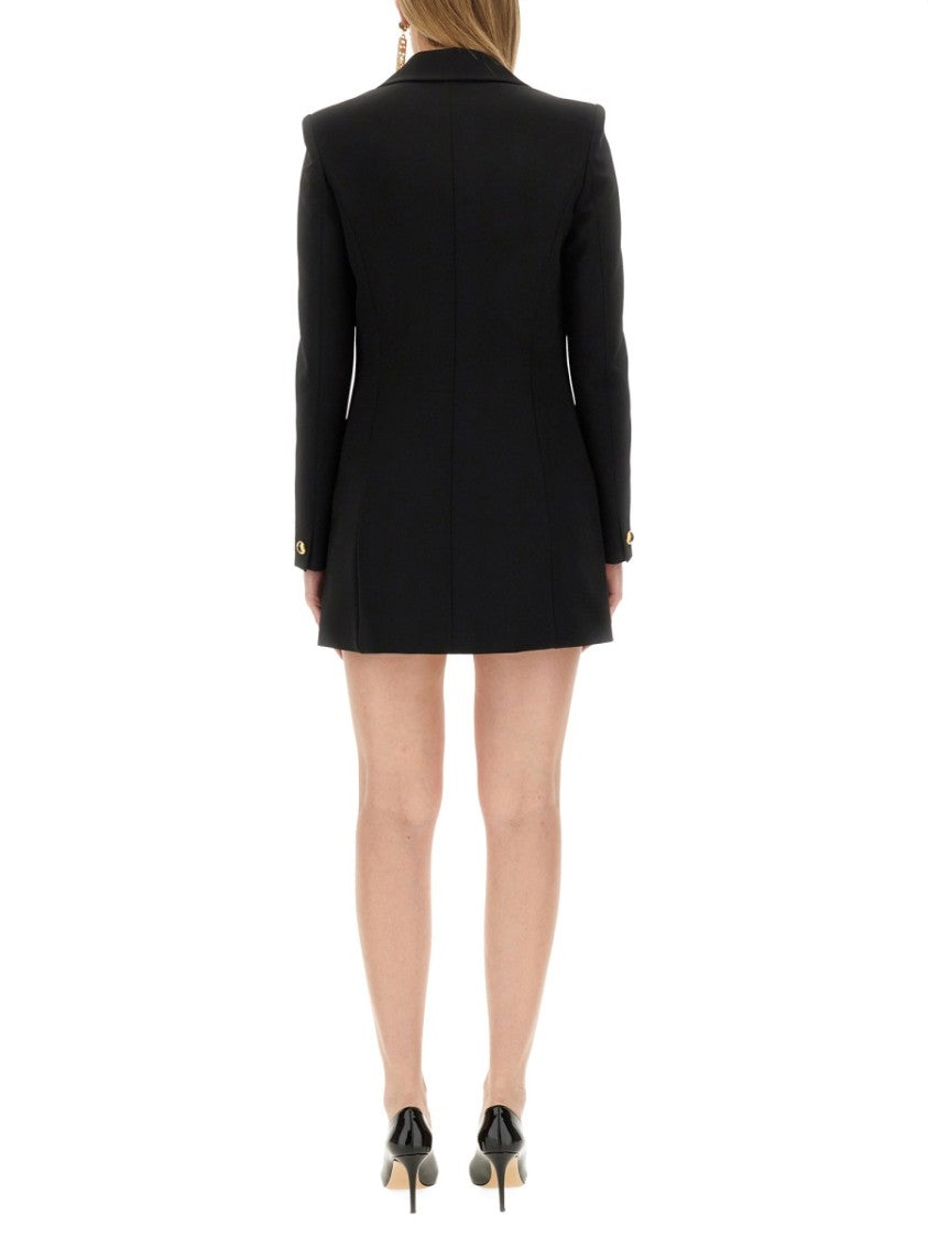 Moschino Tailored Black Jacket Dress With Gold-Tone Buttons