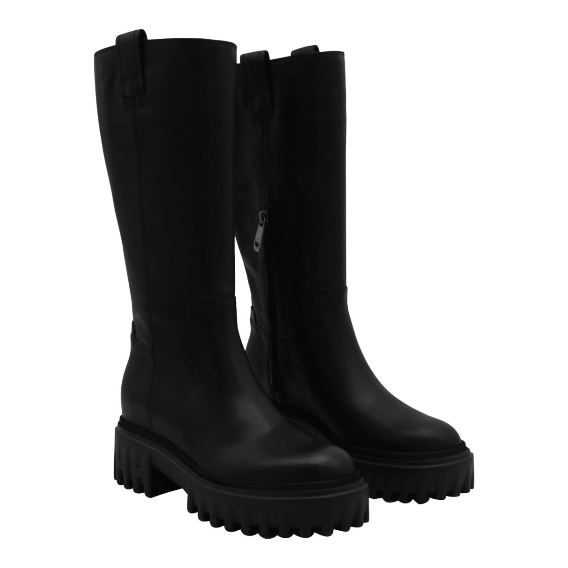 Hogan Tall Black Boots With Smooth Finish