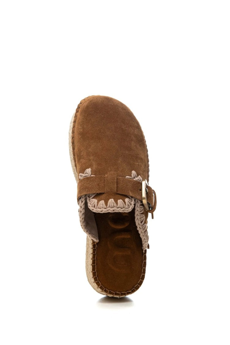 Mou Brown Suede Slip-On Espadrille Shoes