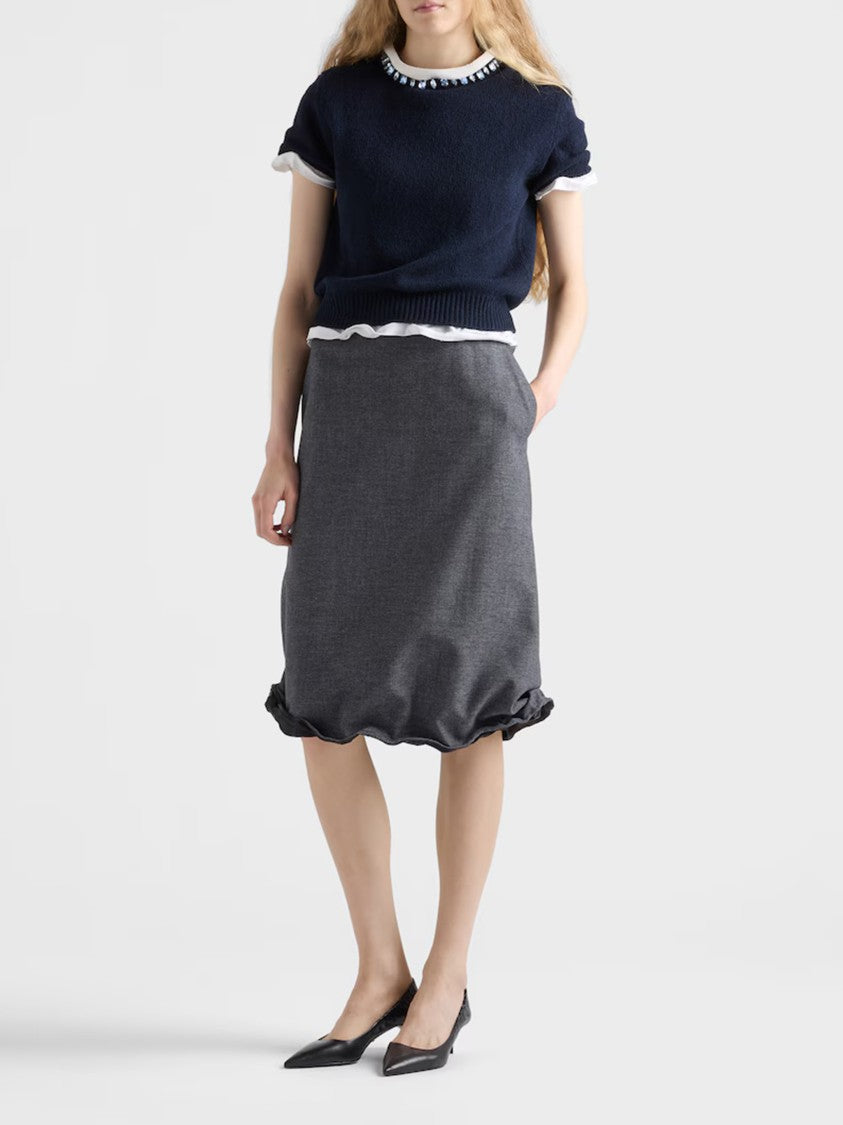 Prada Deep Navy Cropped Jewel-Embellished Top