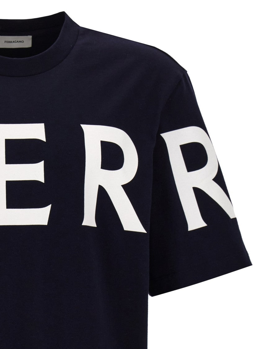 Ferragamo Contrast Logo Print Cotton T-Shirt
