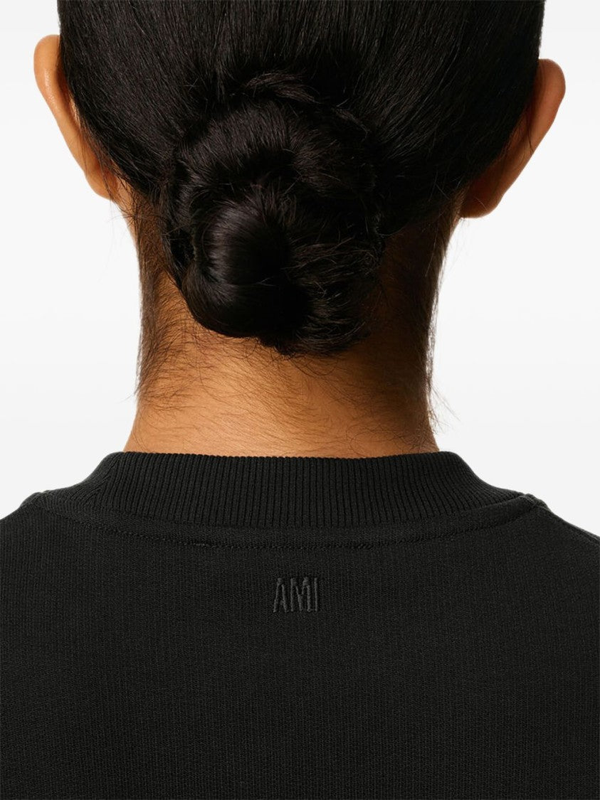 Ami Paris Crew Neck Sweater With Subtle Embroidered Heart Detail