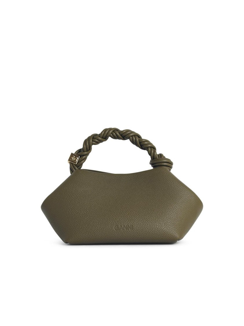 Ganni Small 'Bou' Green Hammered Leather Bag