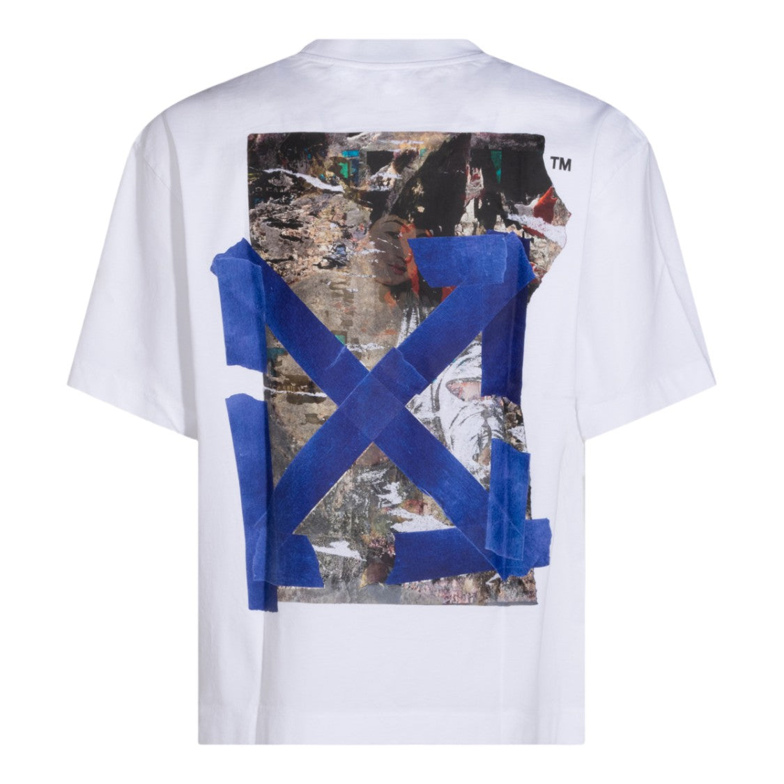 Off-White Short-Sleeve Graphic T-Shirt With Abstract Design
