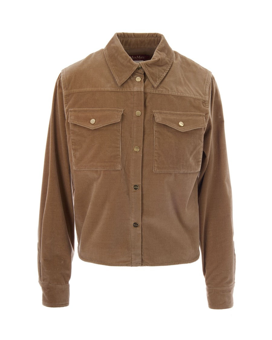 Max Mara Beige Rivolo Corduroy Cotton Casual Shirt