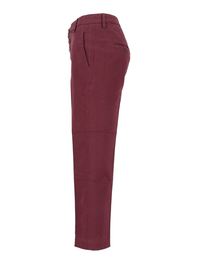 Dondup Burgundy Nima High-Waisted Tailored Formal Pants