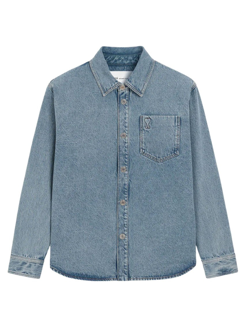 Ami Paris Light Blue 5-Pocket Cotton Denim Shirt