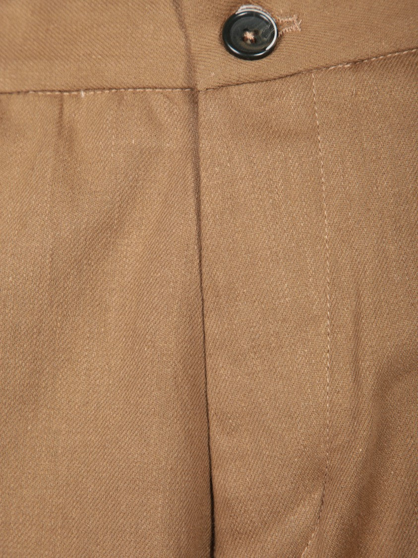 Nine In The Morning Tailored Beige Trousers With Button Closure