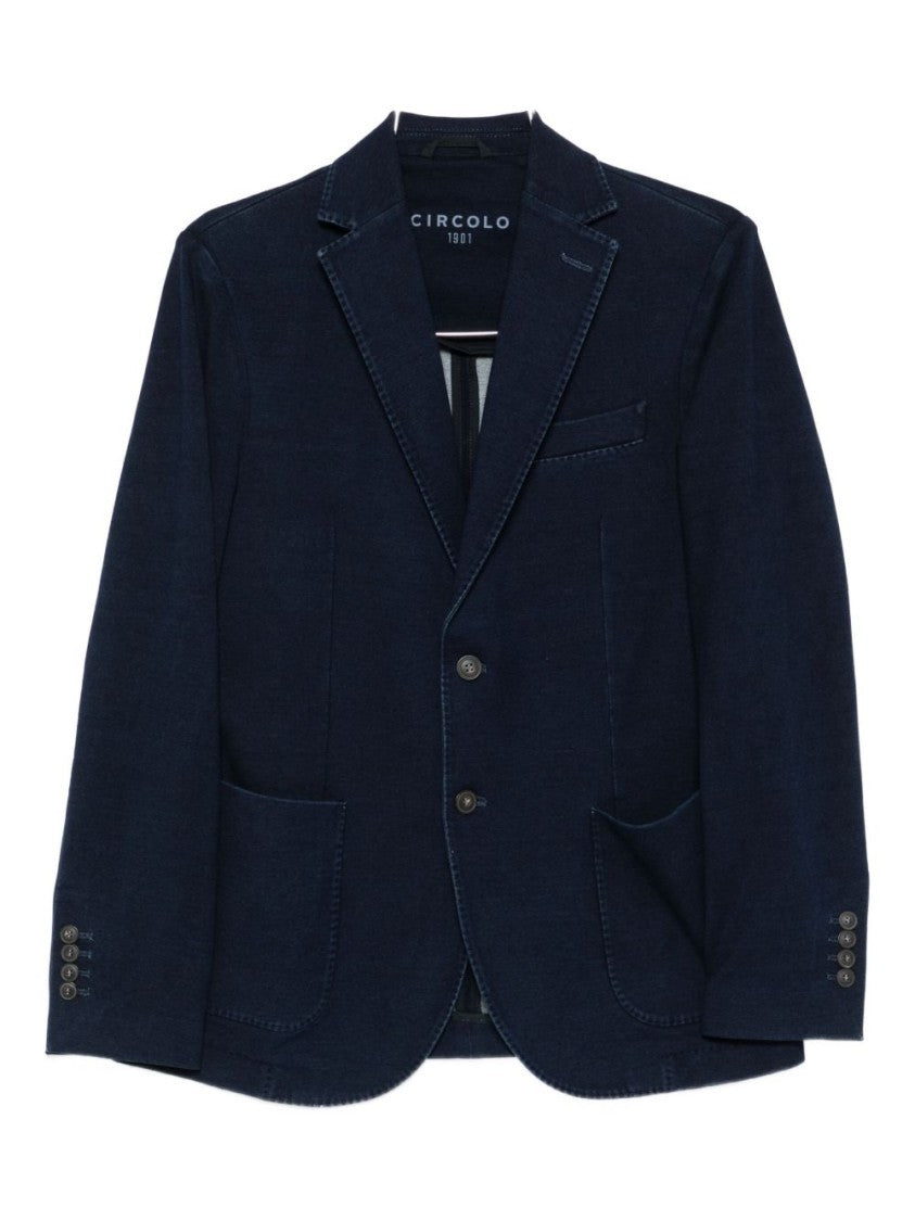 Circolo 1901 Two-Button Tailored Jacket In Deep Blue Cotton-Elastane Blend