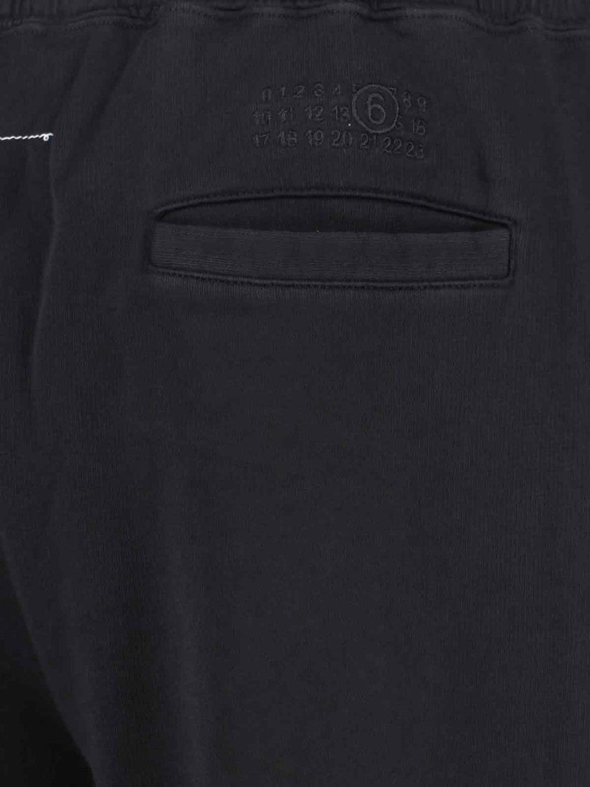 Mm6 By Maison Margiela Medium-Waist Black Cotton Sport Pants With Contrasting Stitching