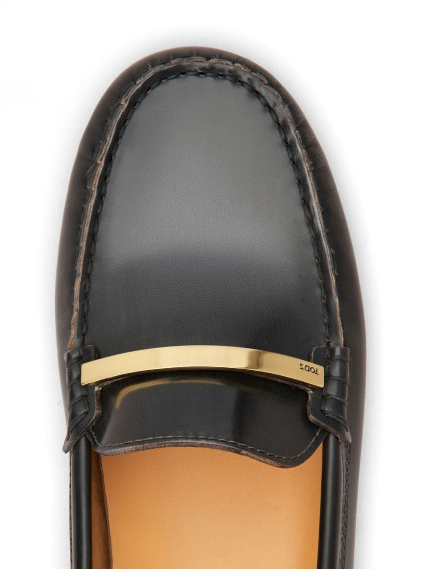 Tod's Polished Black Leather Loafers