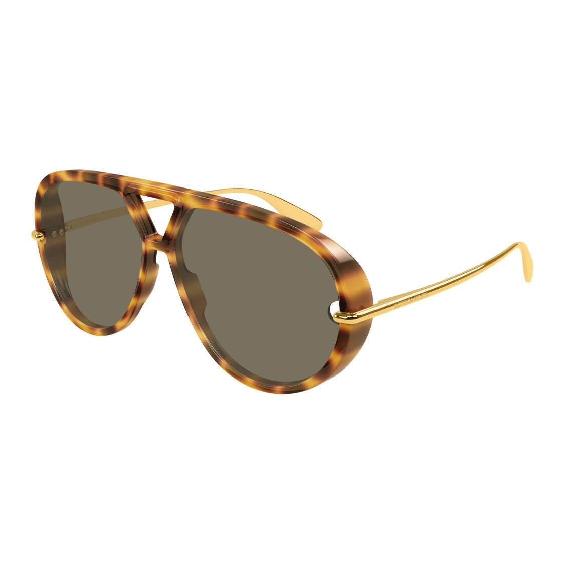 Bottega Veneta Bold Aviator Sunglasses With Tortoiseshell Pattern And Cut-Out Bridge