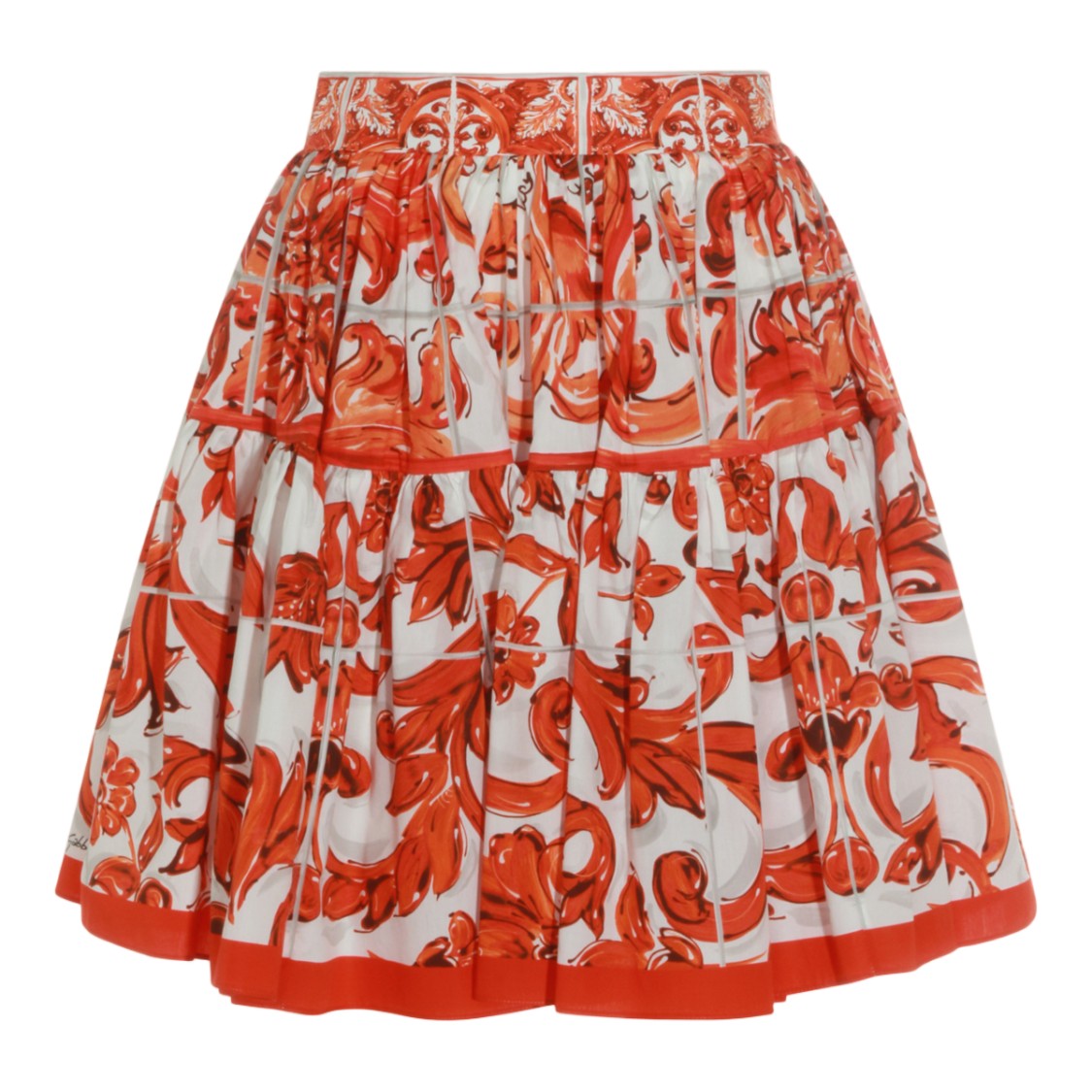 Dolce & Gabbana Flared Mini Skirt With Baroque Print And High Waistband