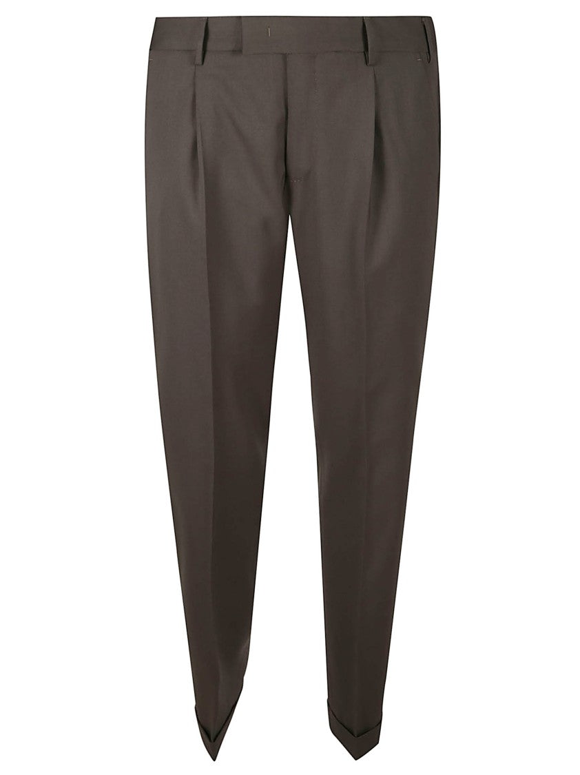 Pt Torino Tailored Brown Trousers With Pleated Front
