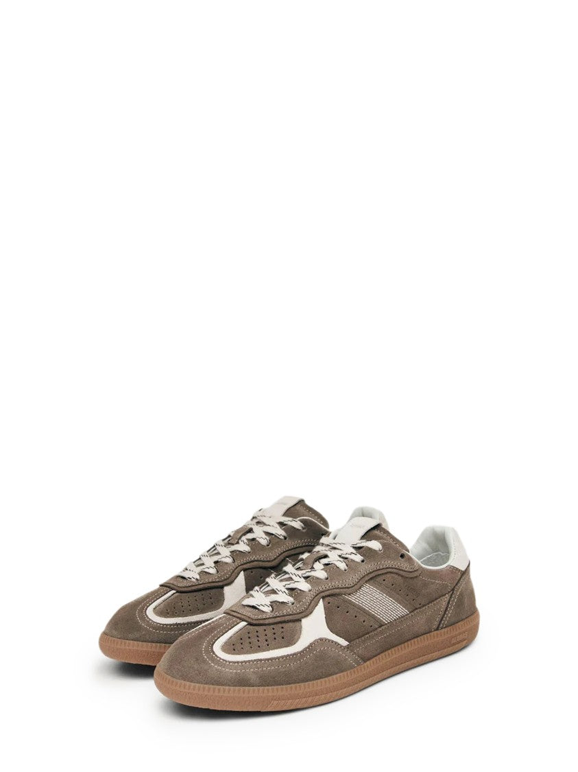 Alohas Taupe Leather Sneakers With Suede Texture