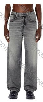 Diesel Relaxed Fit Wide-Leg Jeans With Faded Black Wash