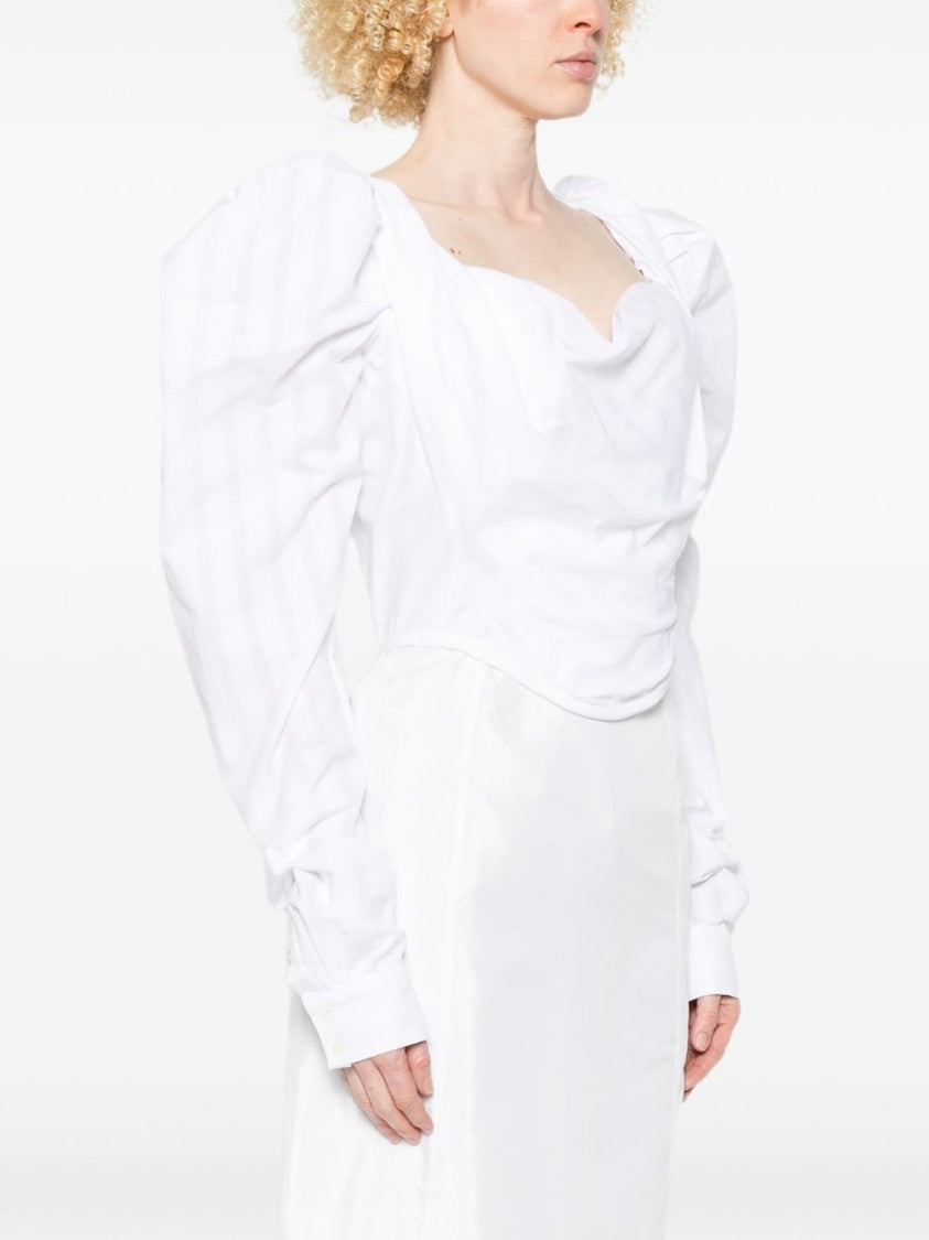 Vivienne Westwood White Sweetheart Neck Puff Sleeve Top