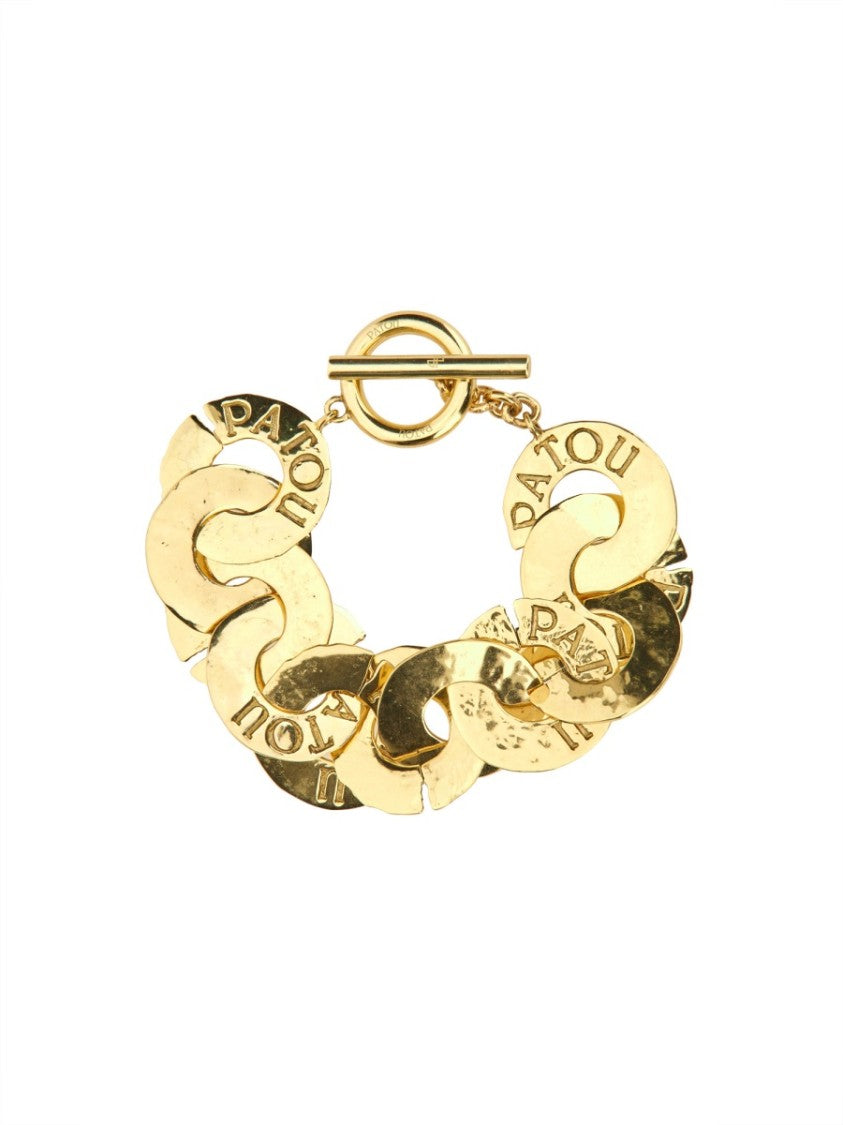 Patou Gold Interlocking Links Bracelet With Engraved Logo