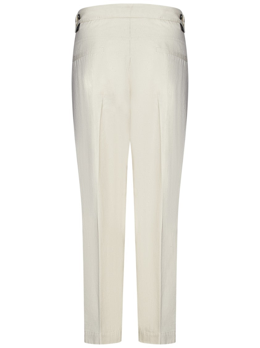Low Brand Loose-Fit White Trousers With Double Pleats And Tailored Finish