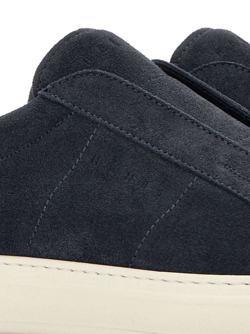 Hogan Black Suede Slip-On Shoes With Contrasting Sole
