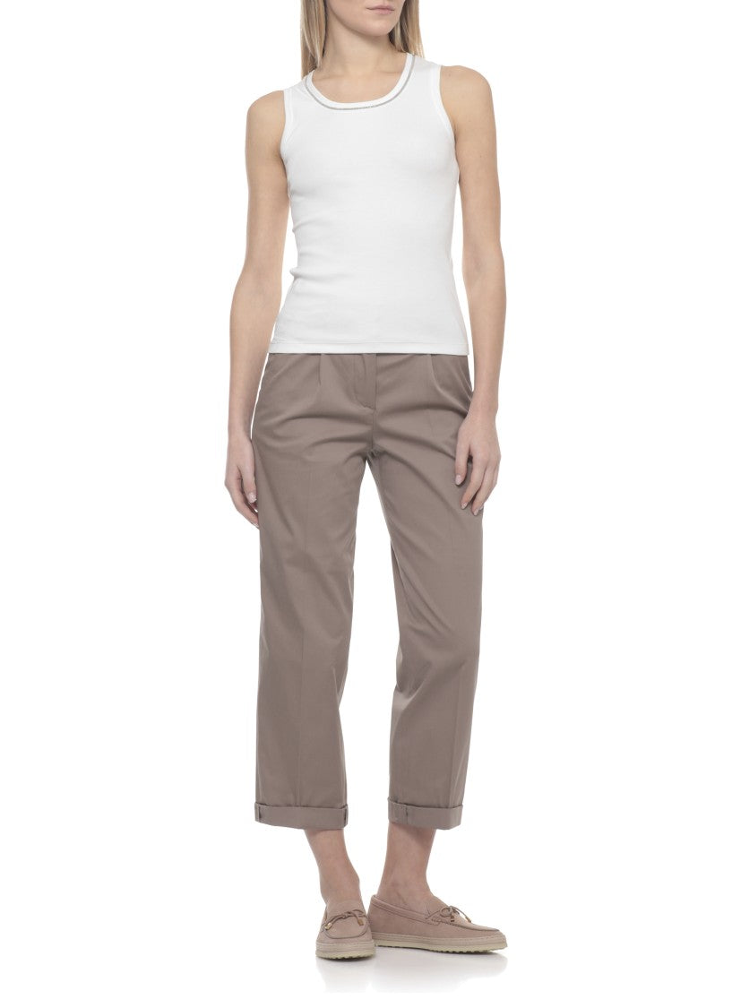 Panicale White Bright Point Cotton Tank Top