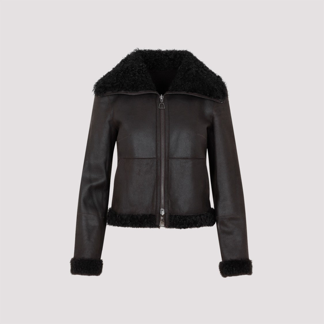 Akris Mocca Lamb Leather Jacket