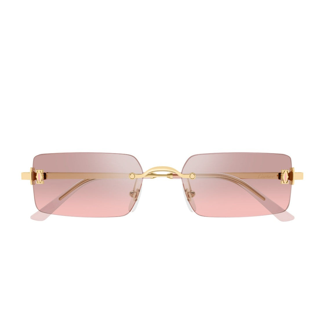 Cartier C De Cartier Rimless Gold Pink Metal Sunglasses