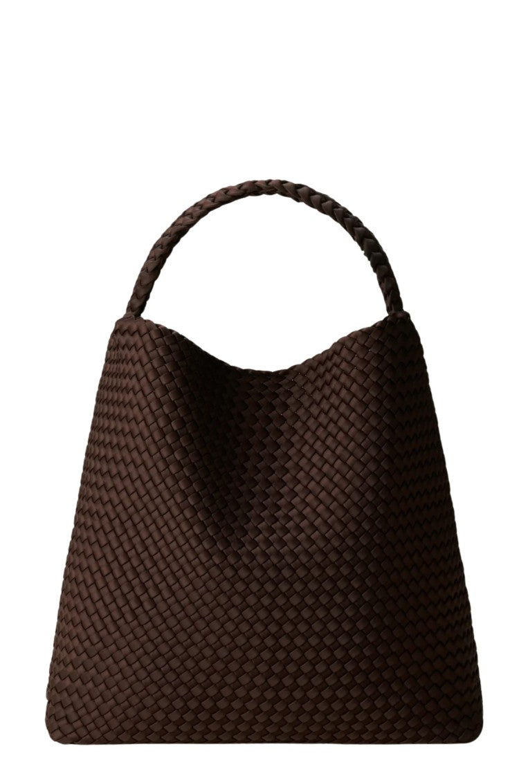 Naghedi Chocolate Nomad Hobo Large Woven Neoprene Tote Bag