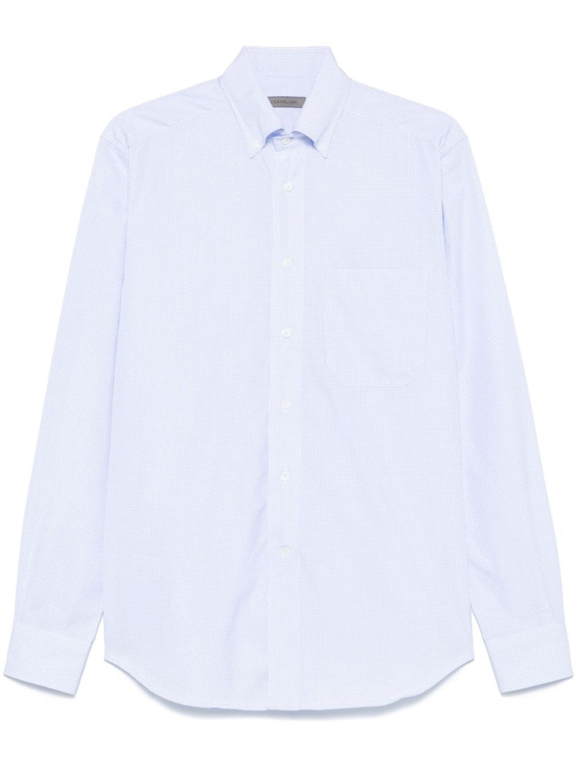 Corneliani Classic Blue Shirt With Button-Down Collar