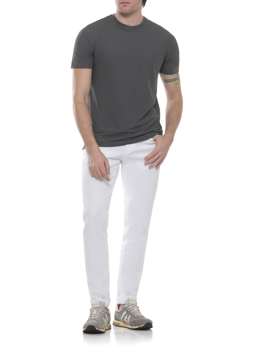 Zanone Grey Cotton Crewneck T-Shirt
