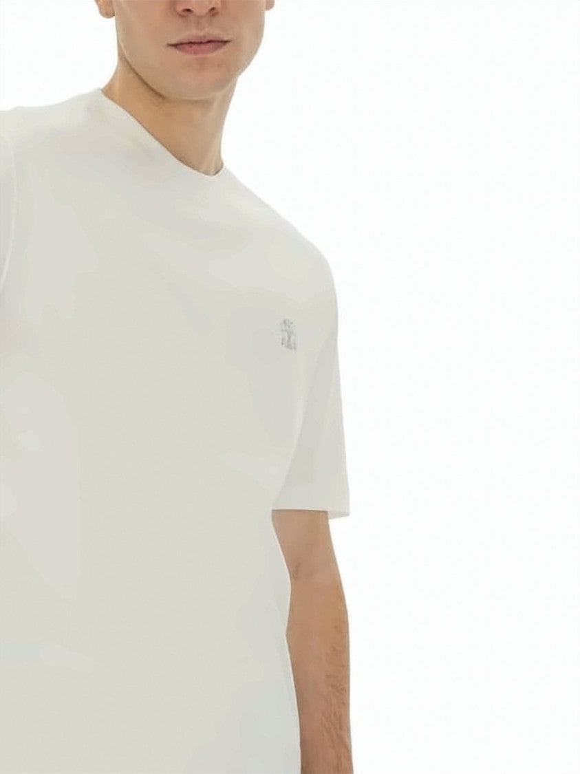 Brunello Cucinelli Cotton Jersey Crew Neck T-Shirt With Subtle Embroidery