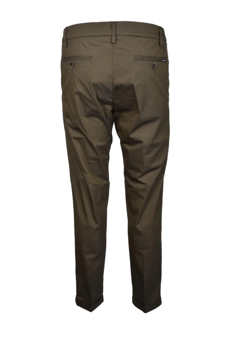Re-Hash Military Green Cotton-Blend Stretch Trousers With Utility Pockets