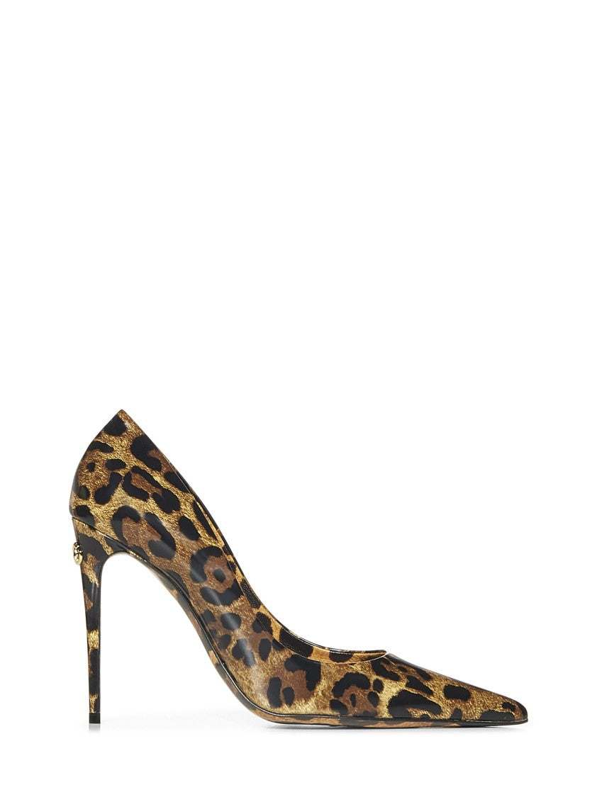 Dolce & Gabbana Brown Leo-Print Calf Leather Pumps