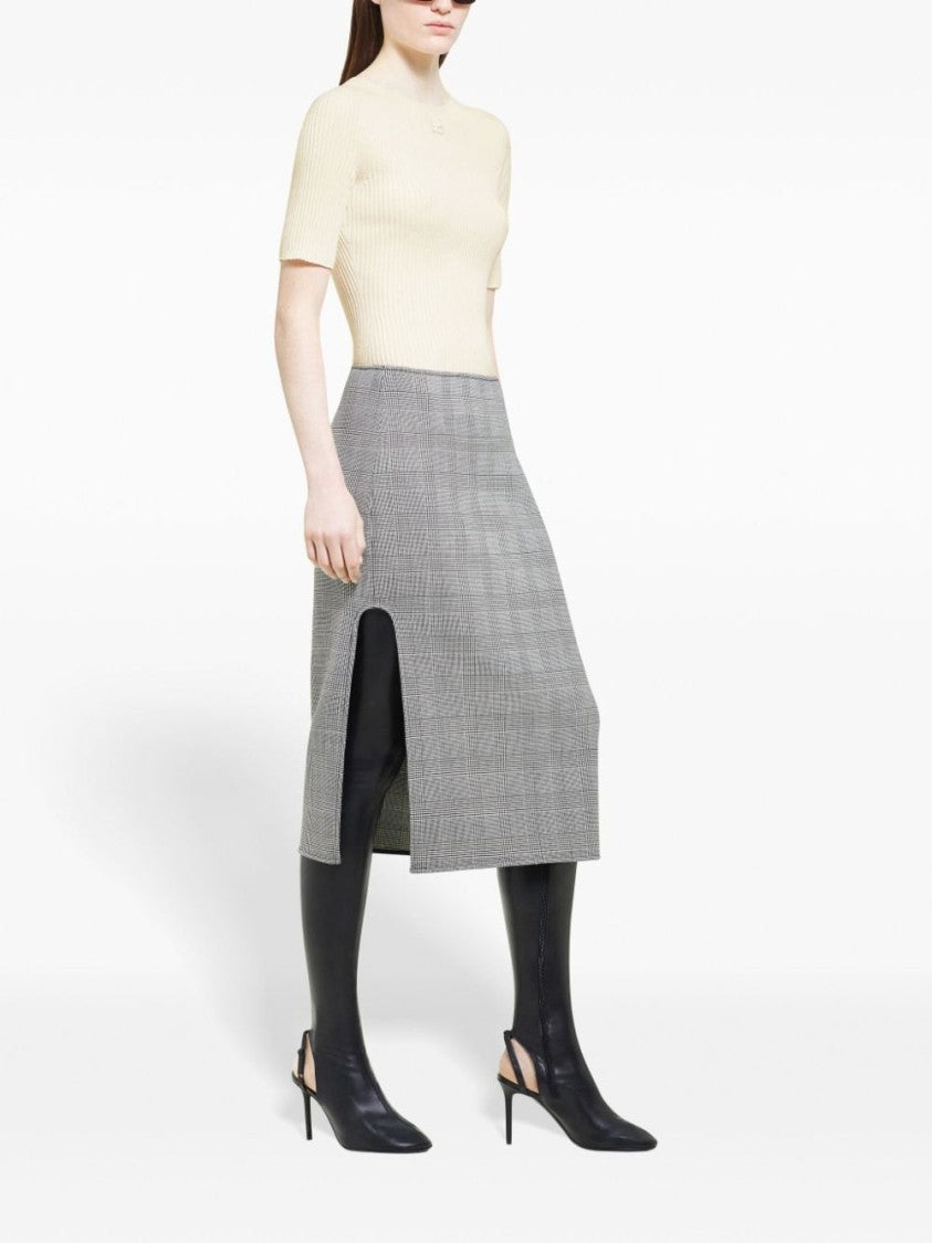 Courrèges Knitted Off-White Cotton-Merino Wool Sweater