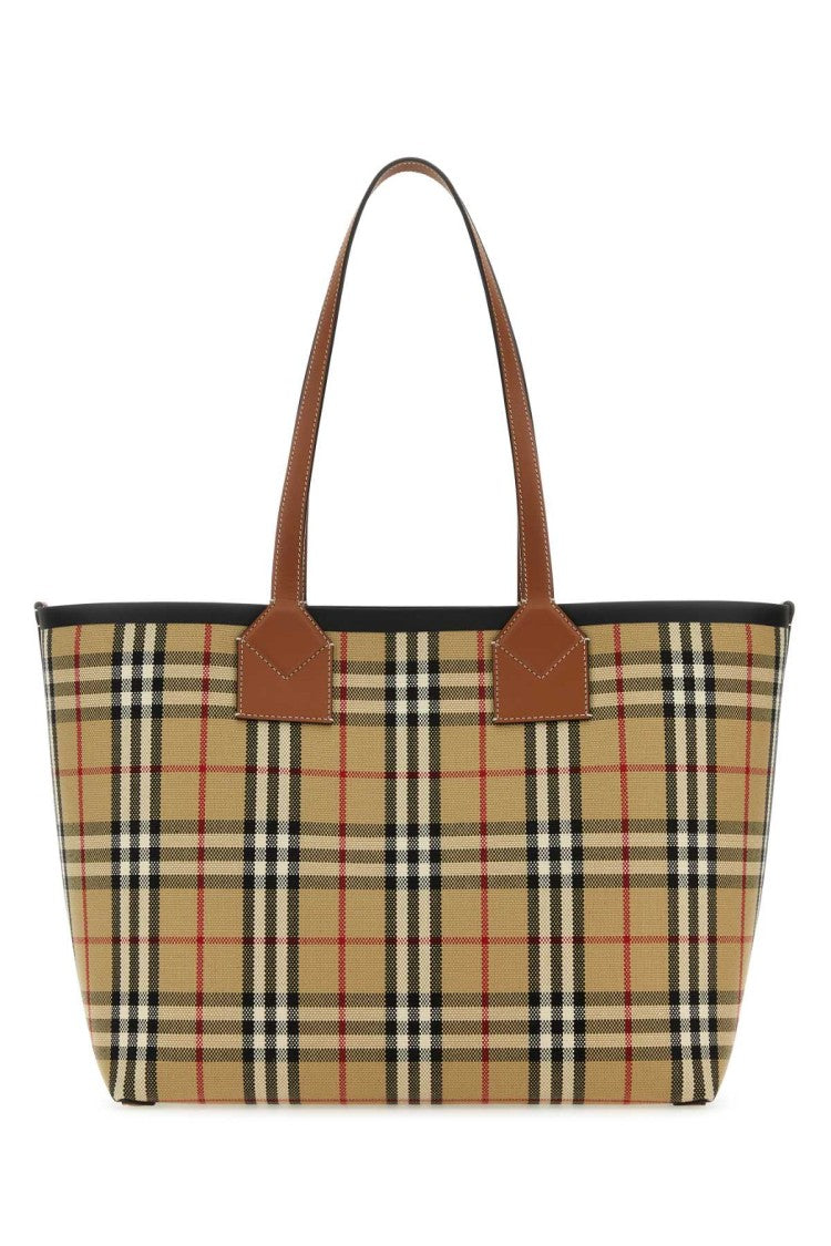 Burberry Embroidered Canvas Medium London Shopping Bag