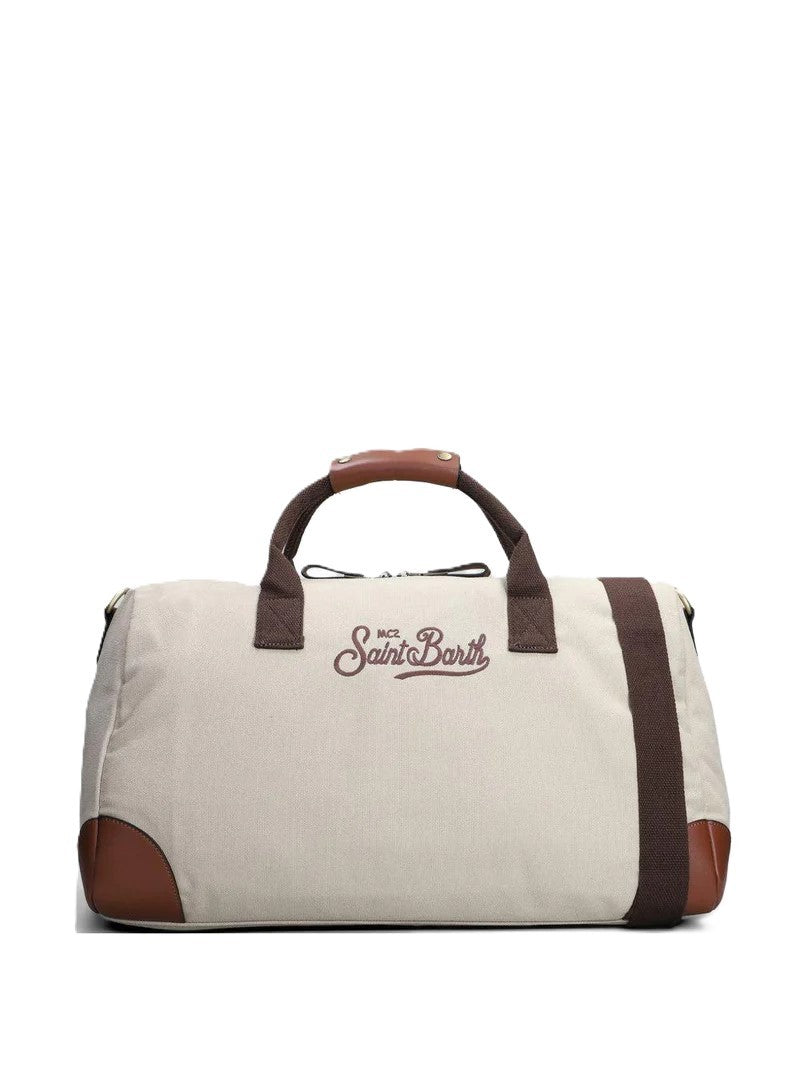 Mc2 Saint Barth Cylindrical Duffle Bag With Brown Leather Accents