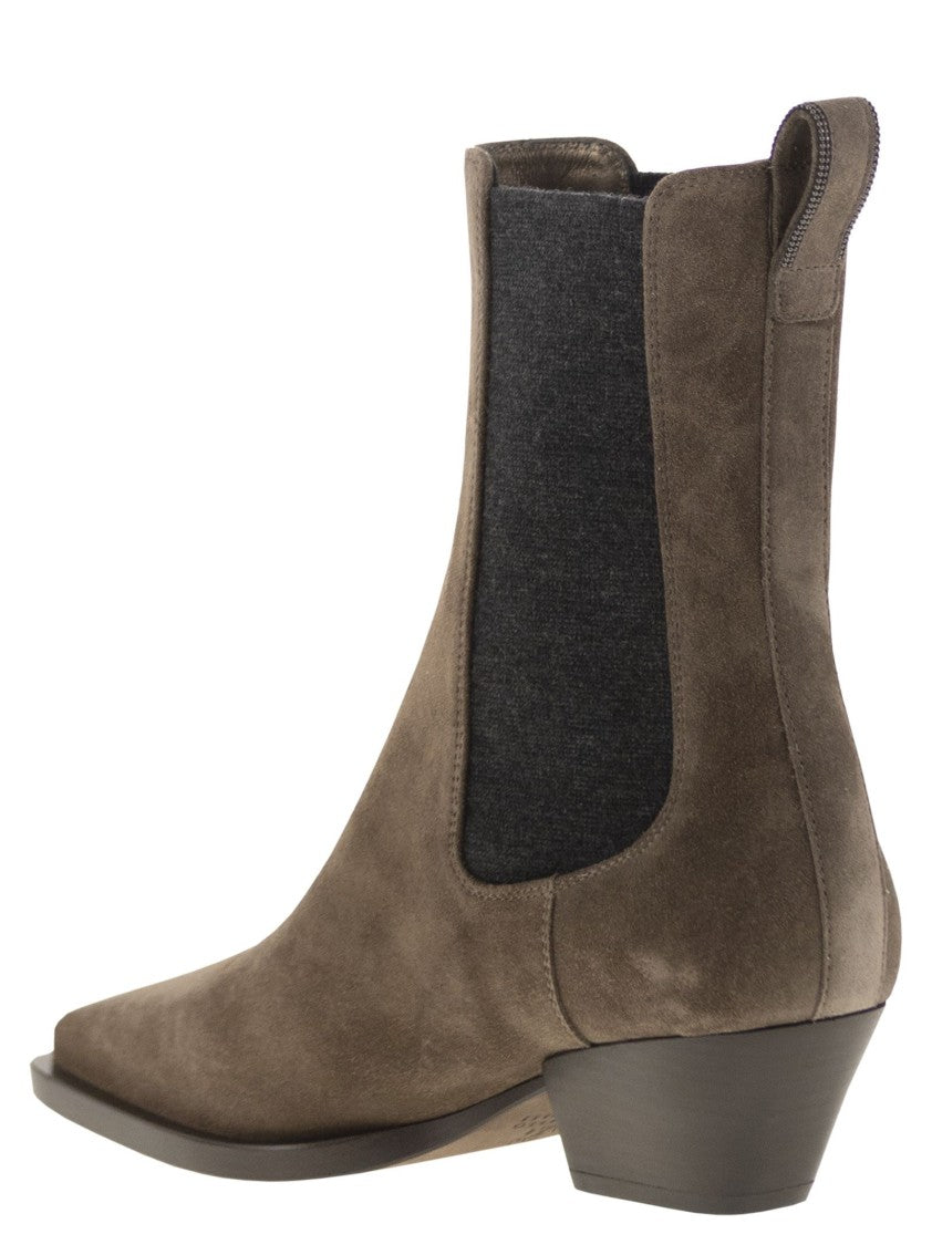 Brunello Cucinelli Texan Suede Ankle Boot